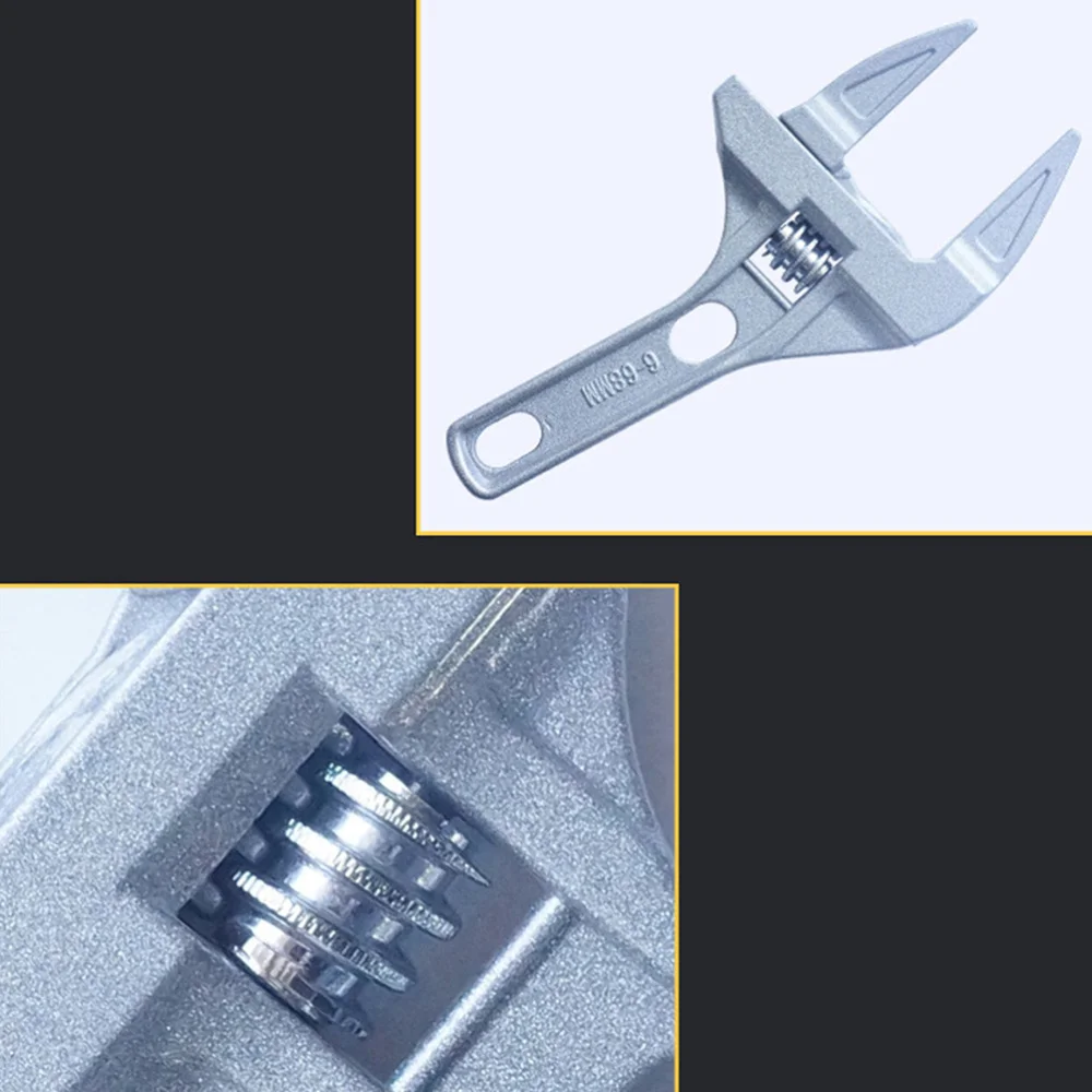 

Large Opening Adjustable Wrench Short Handle Bathroom Wrench Multi-function Washbasin Water Faucet Maintenance Wrench(Silver)