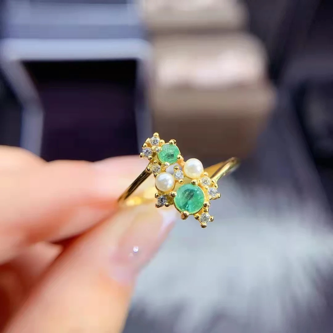 

Natural Emerald Gemstone Women's Ring S925 Sterling Silver Fine Fashion Charming Luxury Weddings Jewelry MeibaPJFS