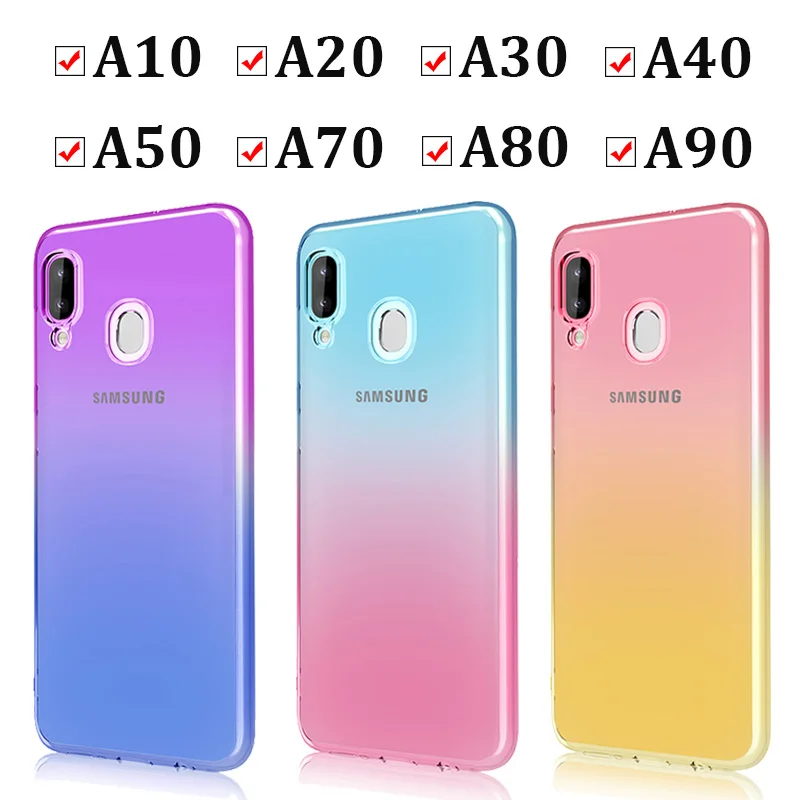 Gradient Case For Samsung Galaxy A10 A30 A50 A80 Colorful Protective Cover Samsum A20 A40 A70 A90 A 50 80 Thin Slim Bumper Shell