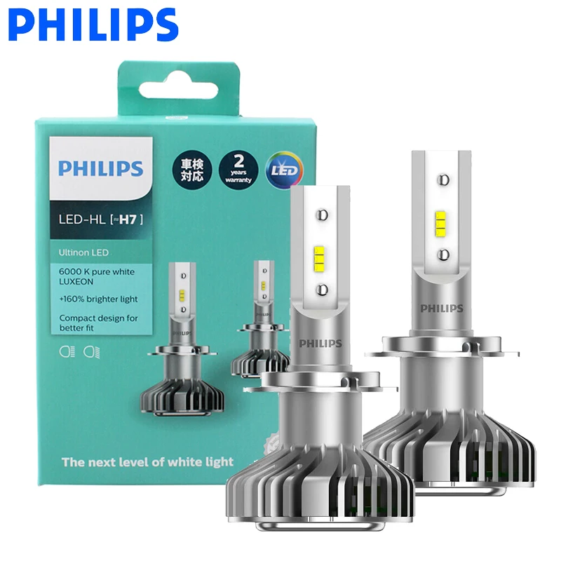 Philips светодиодный H7 Ultinon автомобильный светильник 6000K холодный синий белый + 160%