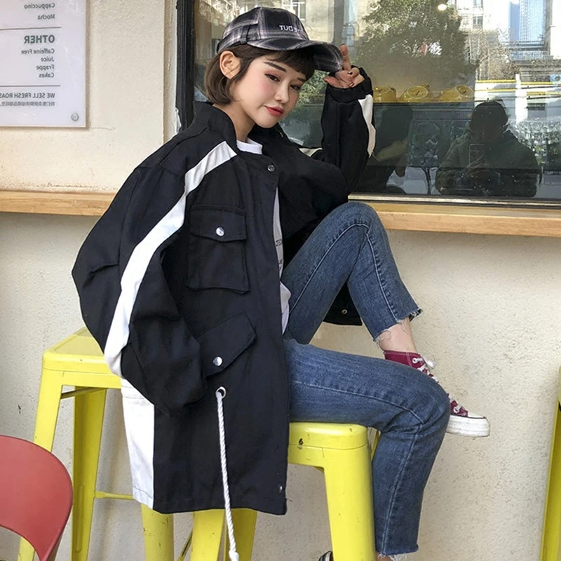 

Новинка, Женская осенне-Весенняя Свободная Повседневная Удобная женская верхняя одежда на молнии с подставкой, милая верхняя одежда ZX793