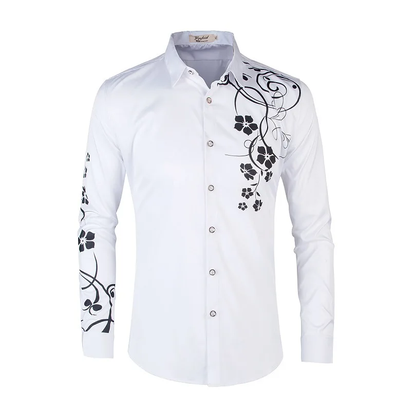 2021 Spring And Autumn Men's Printed Shirt Long-Sleeve Men Slim Fit Dress Shirts Business Casual Fashion Trend Chemise Homme