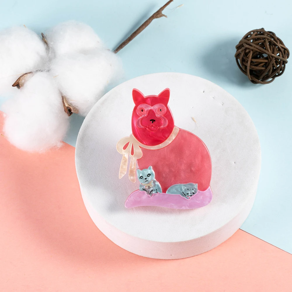 

Acrylic Cat Brooch Handmade Acrylic Women Exquisite Cat Animal Safety Resin Pins Custom Jewelry Christmas Gift Wholesale