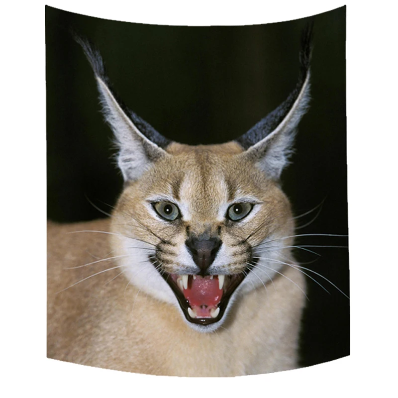 Гобелен настенный с котом из каракаля большой декоративный экран тканевый