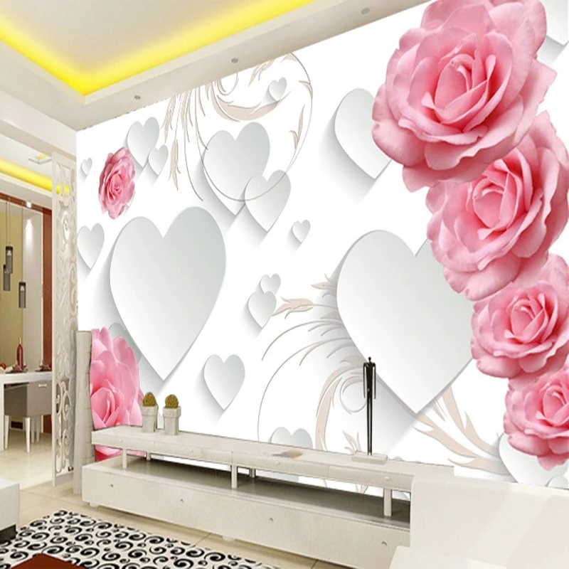 

Floral Wallpapers Modern Romantic Rose Flower Wall Murals Red Rose Hd Peel And Sticker Wall Paper