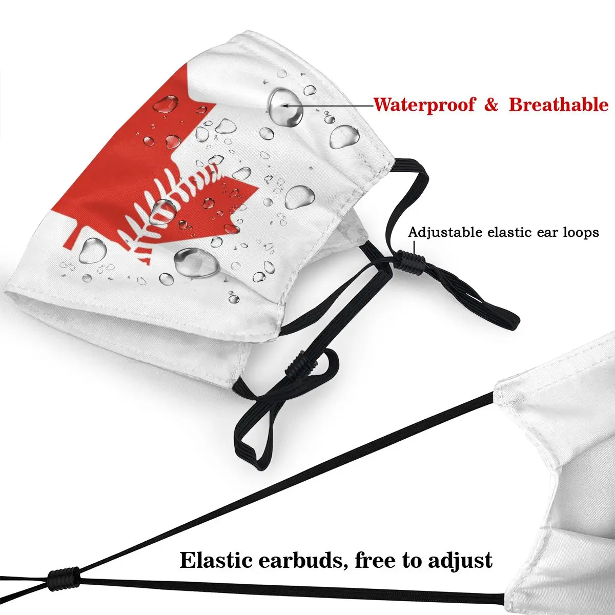 Многоразовая маска для лица с принтом кленовых листьев бейсбольная флагом