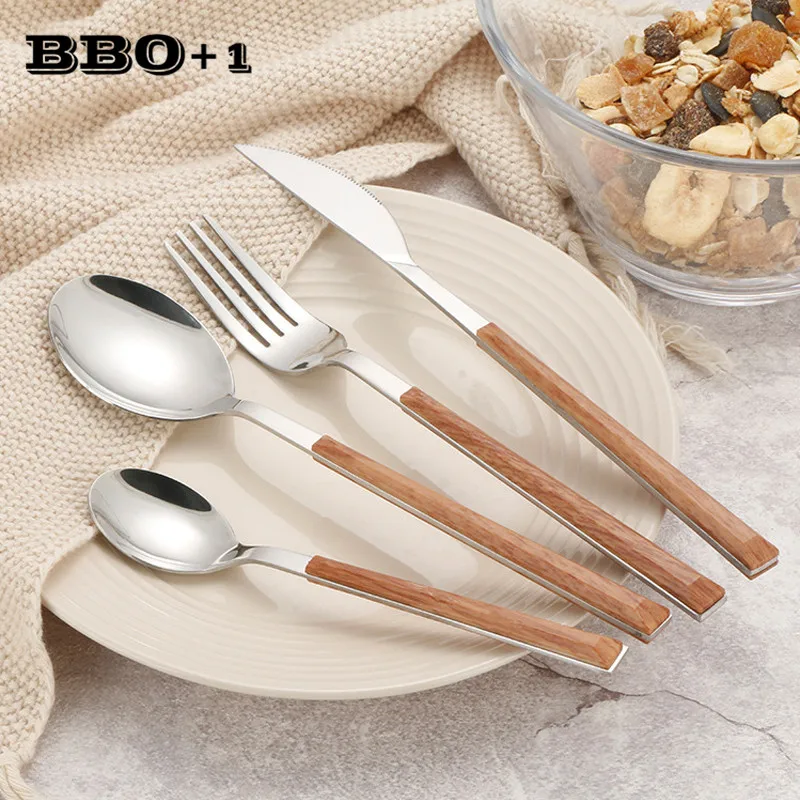 24 шт. набор креативной посуды имитация дерева посуда кухонные столовые приборы