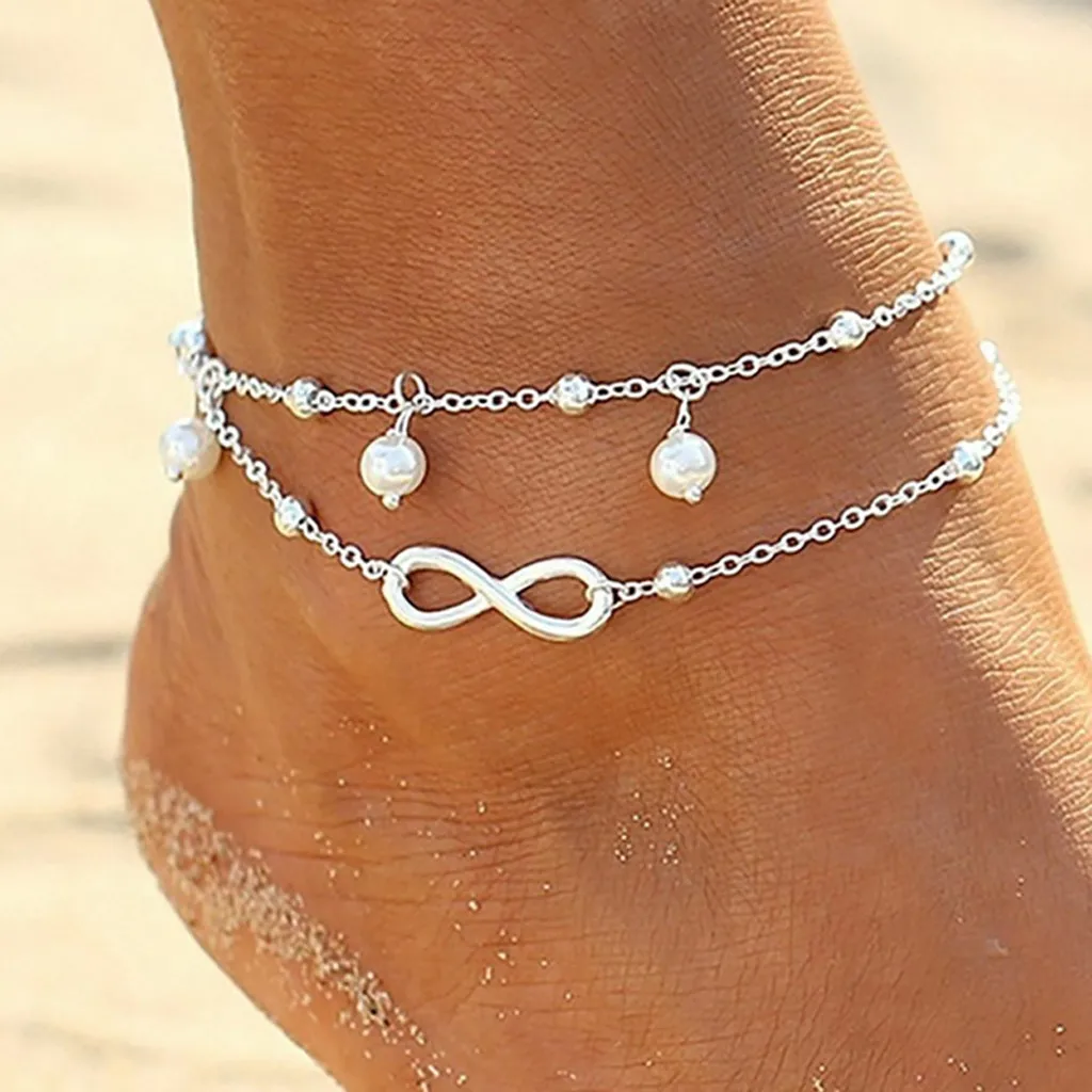 

Gold and Silver Simple Bracelet Barefoot Sandal Beach Foot Jewelry Dating Anklets Hemp Rope Women Chain Ankle Bracelet