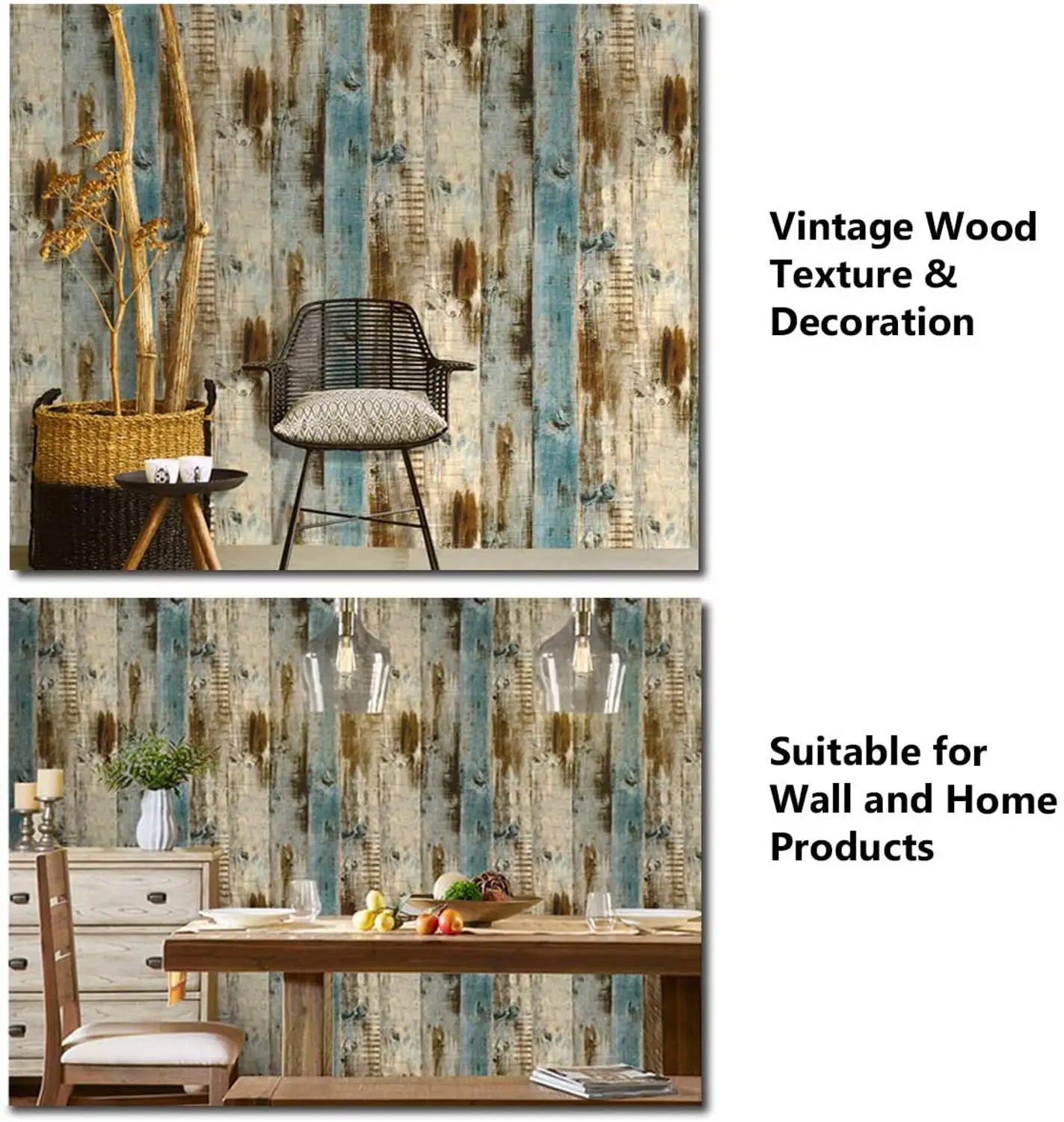 

LUCKYYJ Peel and Stick Wallpaper Wood Plank Faux Wood Wallpaper Removable Self-Adhesive Vintage Wall Covering Prepasted Decor