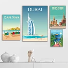 Скандинавский постер с изображением всемирно известного путешествия по городу Дубай Кейптаун Москва настенная Картина на холсте Современный домашний декор Настенная картина для гостиной