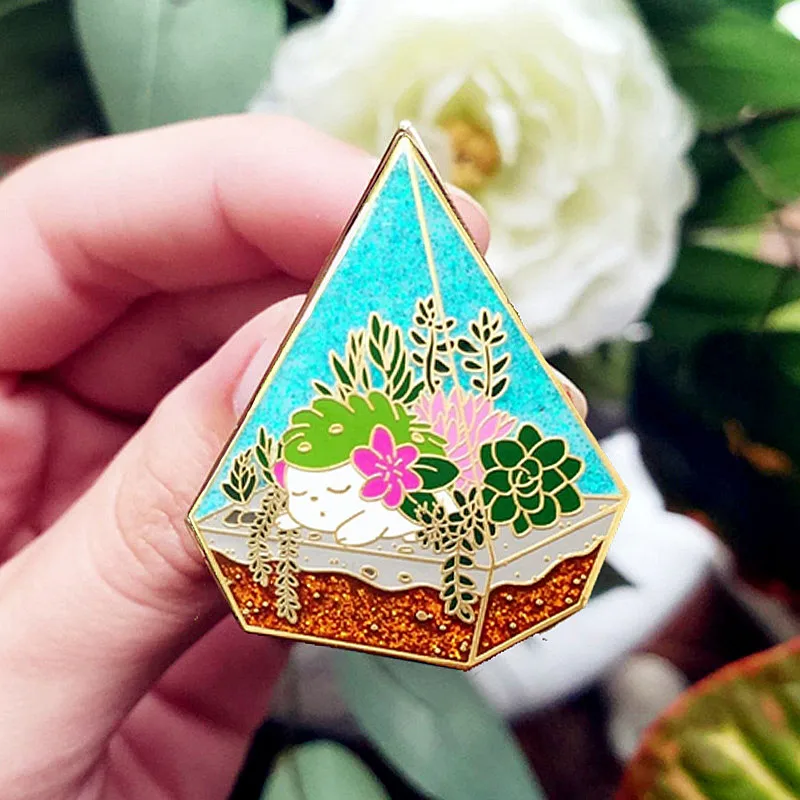 Брошь в виде растения горшке Shaymin брошь для террариума значки на лацкан броши