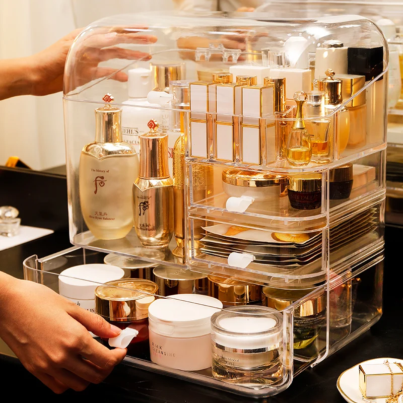 Модный акриловый Органайзер для макияжа косметическая коробка хранения большая