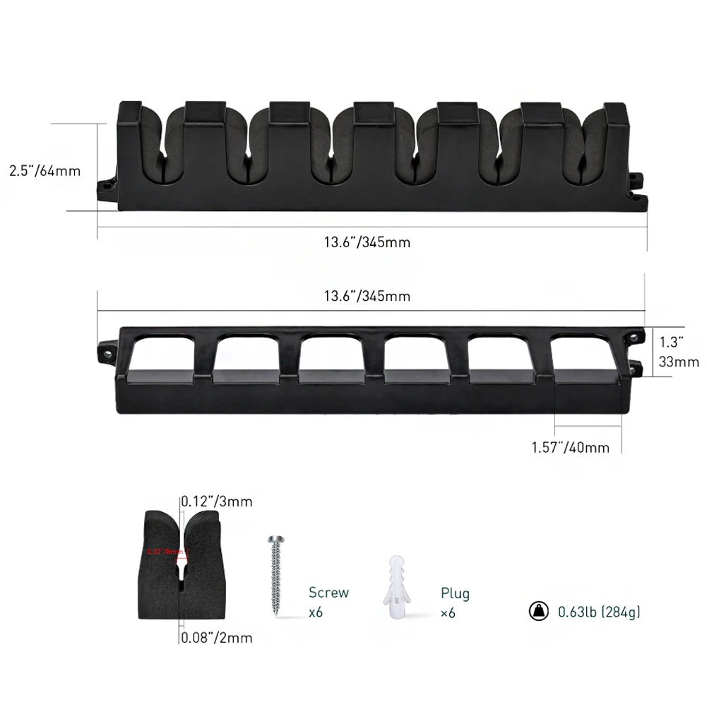 

ABS Fishing Vertical 6-Rod Rack Fishing Pole Holder Rod Holders Wall Mount Modular for Garage