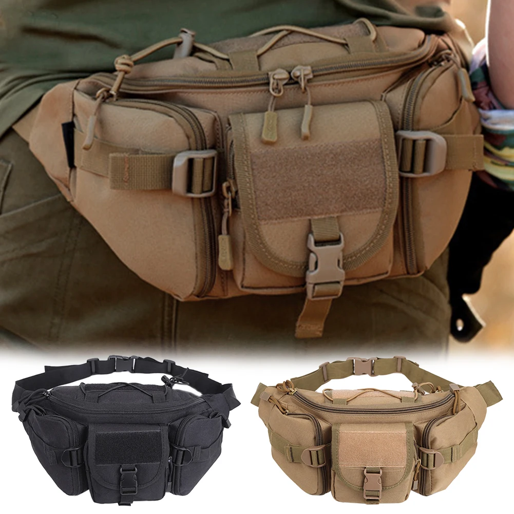 

Sports Belt Hip Pack Outdoor Climbing Multi Pockets Durable Portable Waist Bag Running Travel Waterproof Oxford Adjustable