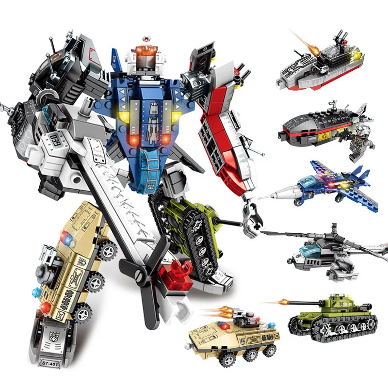 6 в 1 создатель трансформации Военная война Робот Разрушитель оружие Танк корабль