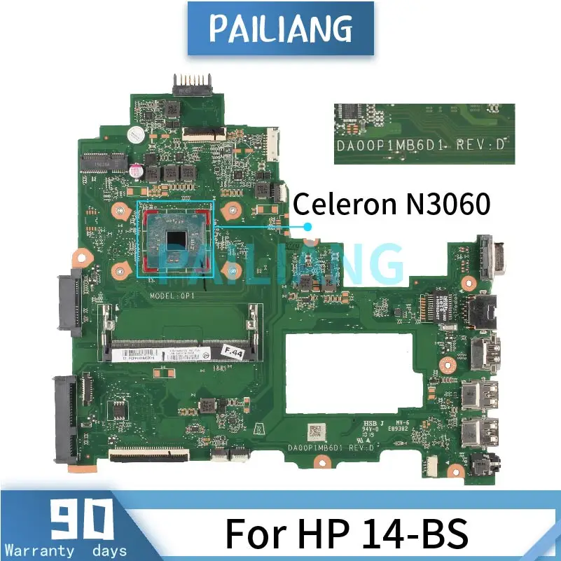 925425-001 925425-501 Mainboard For HP 14-BS Celeron N3060 Laptop motherboard DA00P1MB6D0 SR2KN DDR3 Tested OK