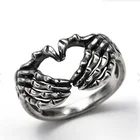 Кольцо в форме сердца для мужчин и женщин, креативное ювелирное изделие в стиле панк, готика, черепа, кольцо в стиле хип-хоп, Подарочная подвеска