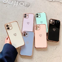 electroplating bumper phone case for iphone 13 12 11 pro max xr x xs max 7 8 plus se 2020 love heart soft tpu shockproof cover