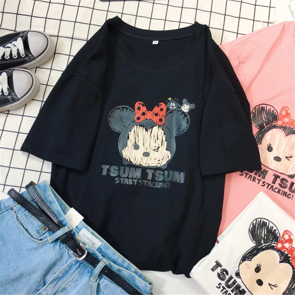 Женская футболка с Микки Маусом и Дональдом Даком летняя в стиле