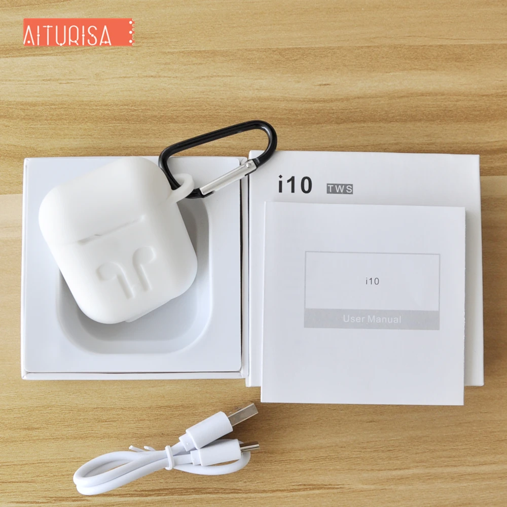 Наушники i10 Tws Bluetooth 5,0 с глубоким басом, беспроводные наушники сенсорного типа с беспроводной зарядной коробкой для телефона Android