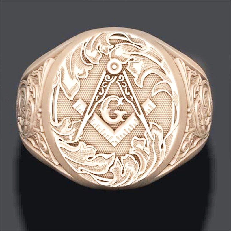 Новый тренд AG с эмблемой масонство узор кольцо мужское из Модные металлические