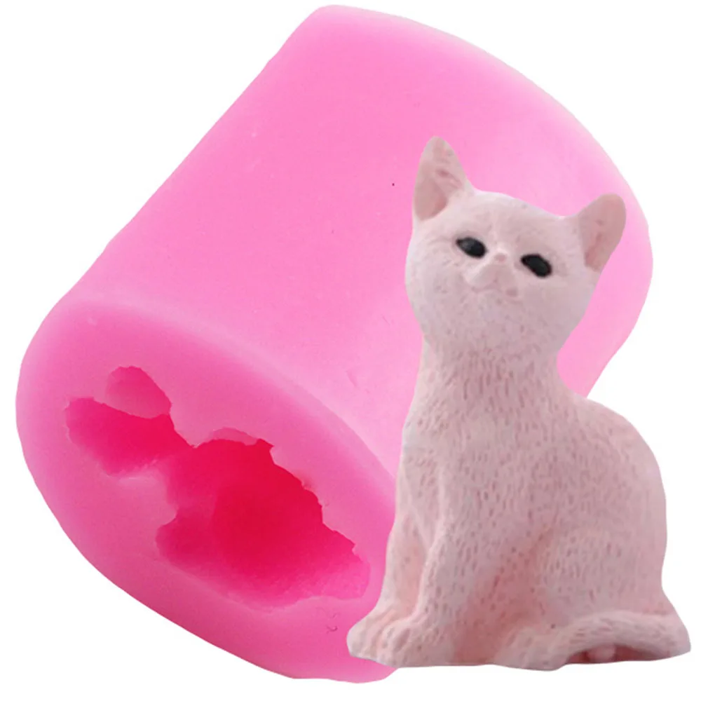 Милый 3D Кошка силиконовые формы для мыла Свеча Fondant (сахарная) шоколад DIY Декор