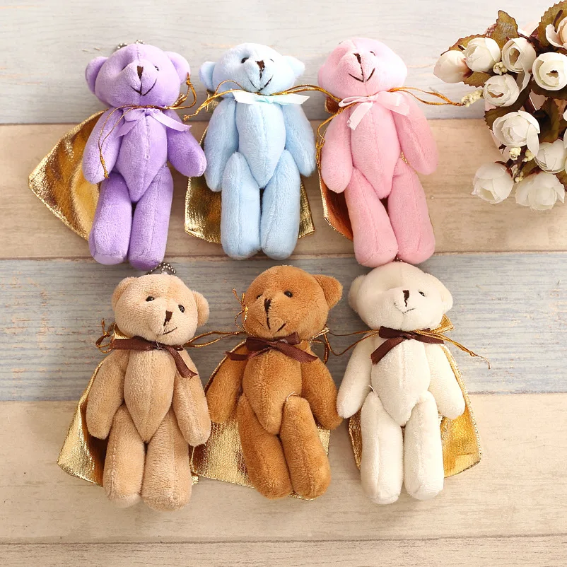 

11cm~13cm 6PCS Cute Mini Bear Plush Stuffed Toy Mobile Phone Pendant Wedding Party Birthday Gift 6 Color Optional