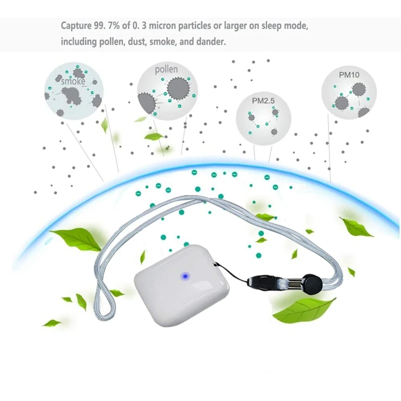 

2 Pack Personal Ionizer Air Purifier Mini Portable Wearable Necklace Travel USB Rechargeable Negative Ion Generator