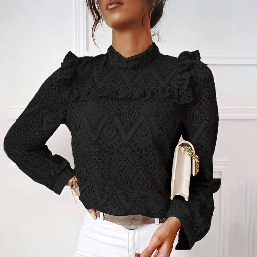 Осенние модные кружевные рубашки для женщин новинка 2020 Сексуальная Ажурная