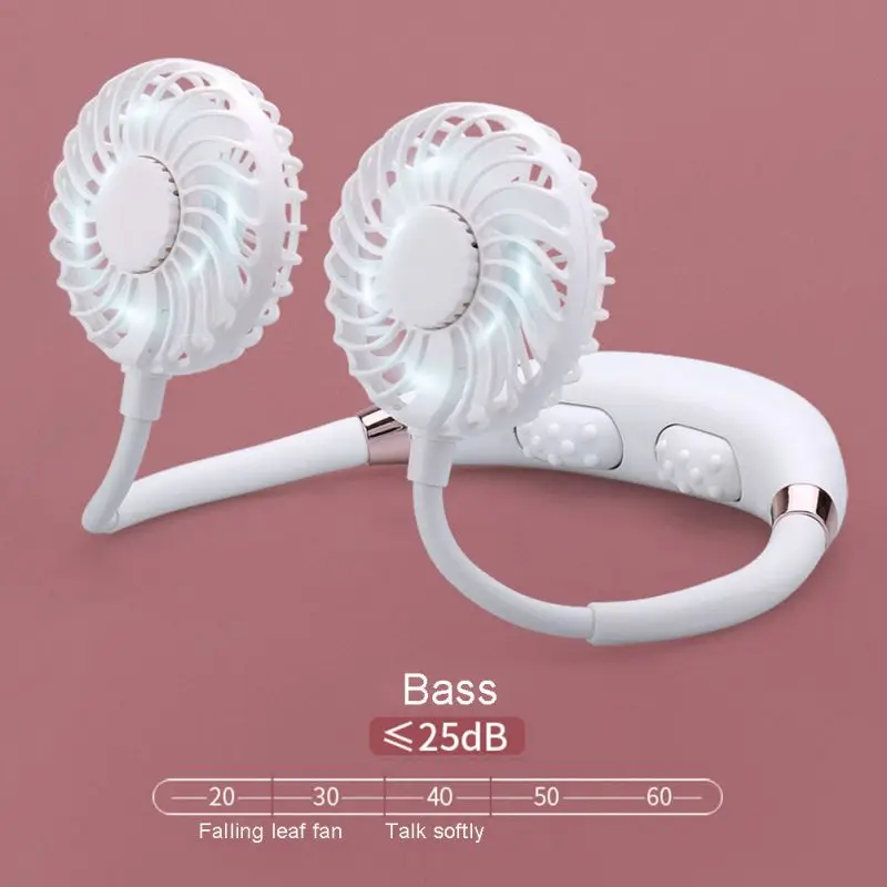 

Personal Mini Neck Double Fans USB Rechargeable Wearable Portable Neckband Fan 3 Speed Adjustable Air Cooler for Home Office 1