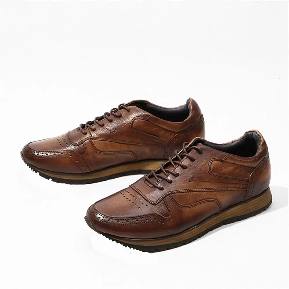 Кроссовки мужские из натуральной кожи повседневная обувь на шнуровке плоская