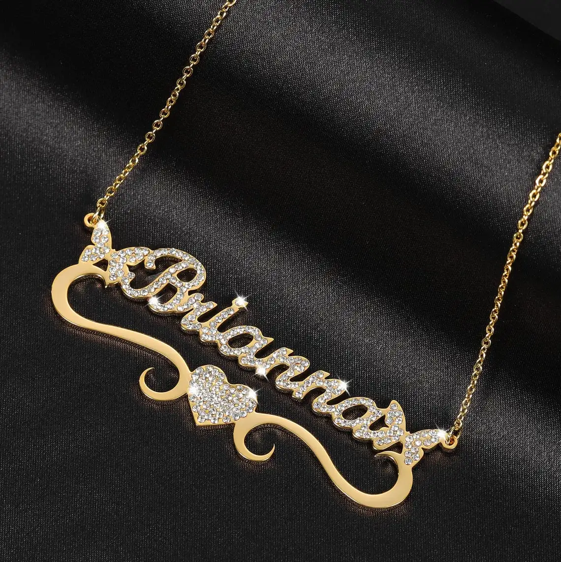 

Custom Personalized Butterfly Heart Name Stainless Steel Necklaces Cubic Zircon Letters Women Crystal Pendant for Women Jewelry