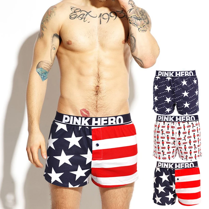 

2021 New Style Men's Boxer Underwear Euro American Style Breathable Printing Color Stitching Summer Men's Shorts