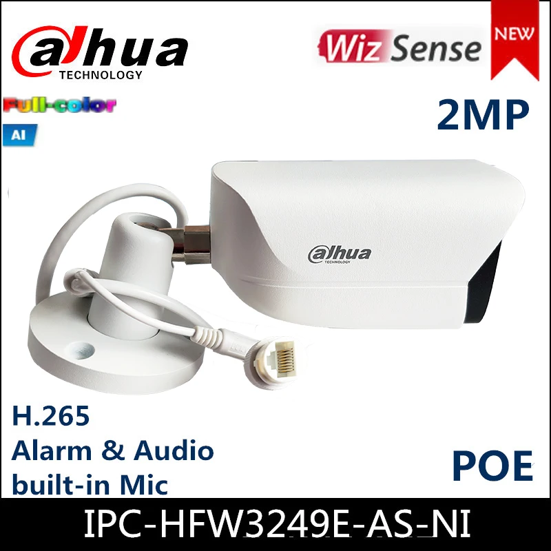 

Dahua POE Camera Full Color 2MP Fixed-focal Bullet WizSense Network Camera IPC-HFW3249E-AS-NI H.265 built-in Mic