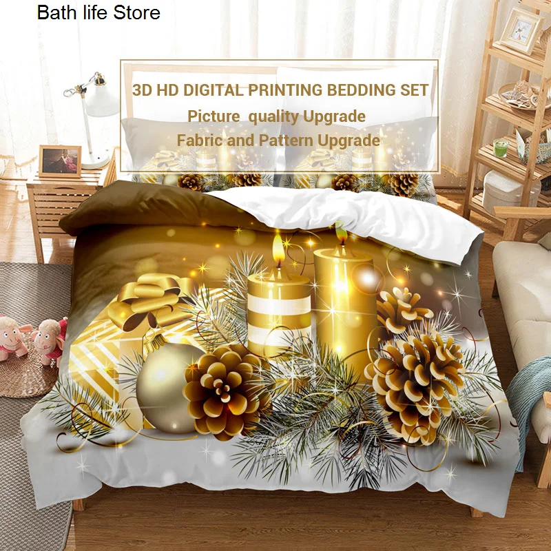 Рождественский Комплект постельного белья пододеяльник одеяло подушка чехол