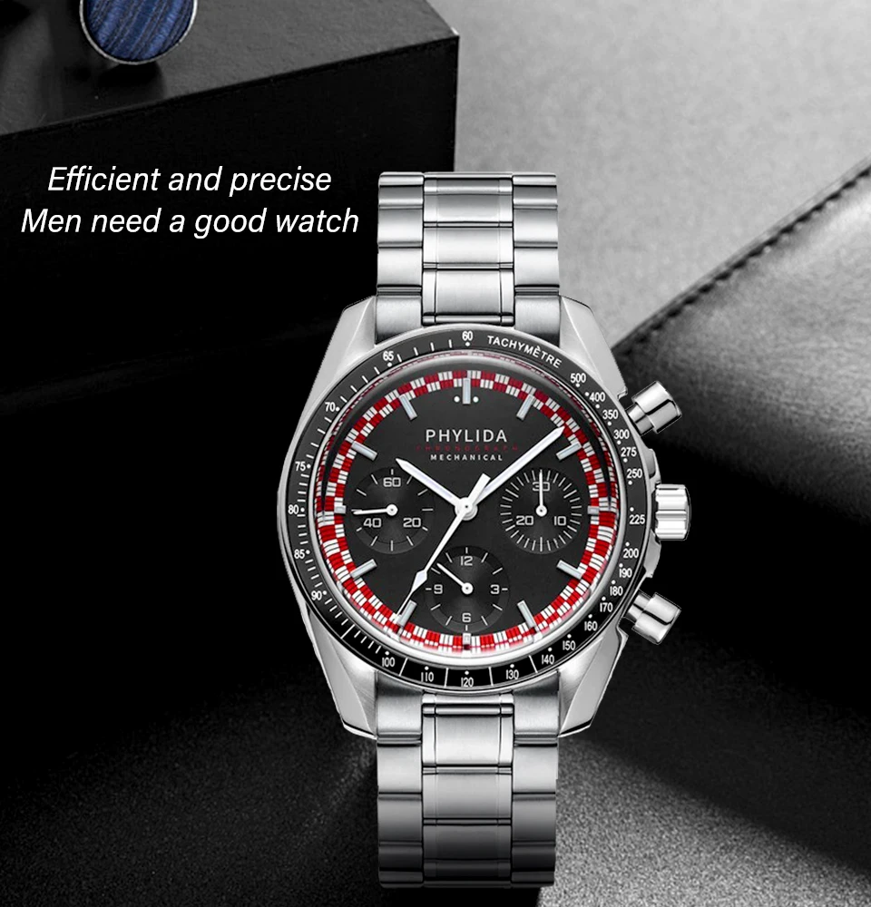 

Мужские наручные часы PHYLIDA, механические наручные часы с хронографом, с ручной обмоткой, с сапфировым стеклом, лимитированный выпуск