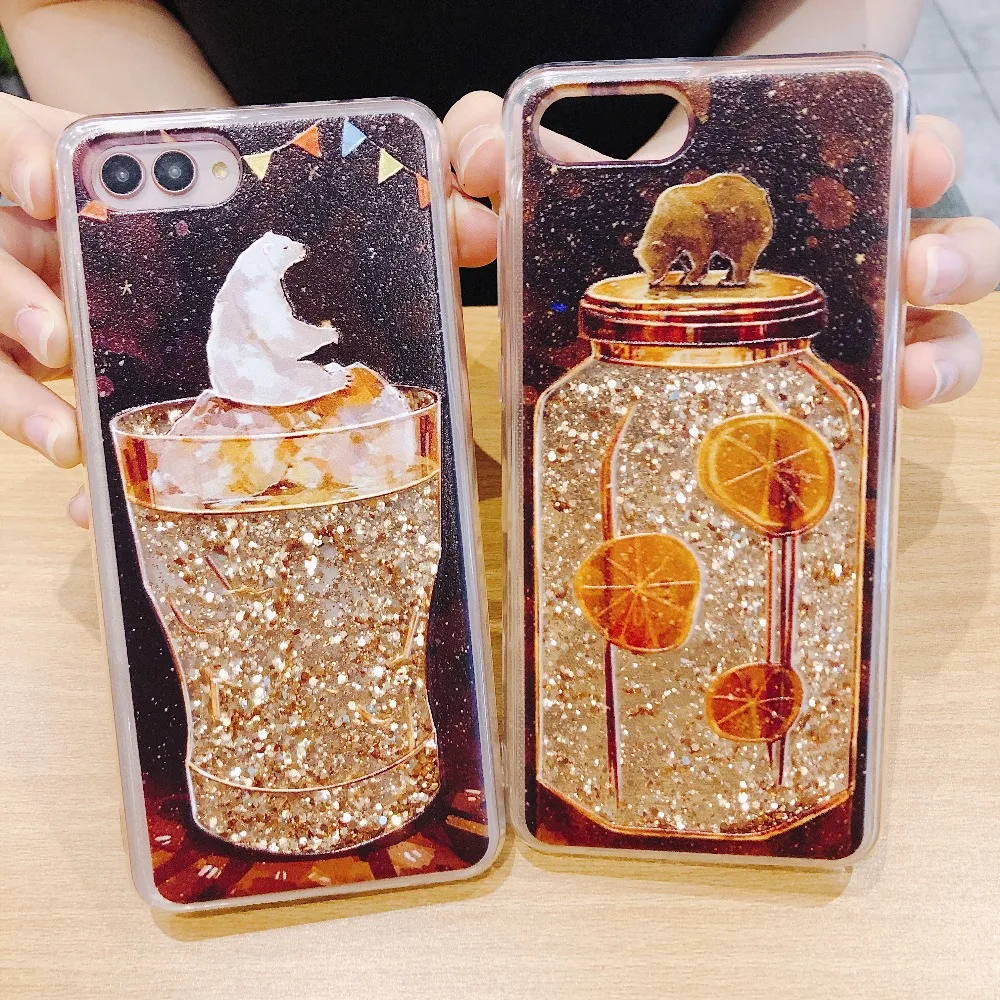 Ретро блеск медведь динамичный жидкий песок чехол для телефона huawei P20 Lite P30 Pro Nova 3