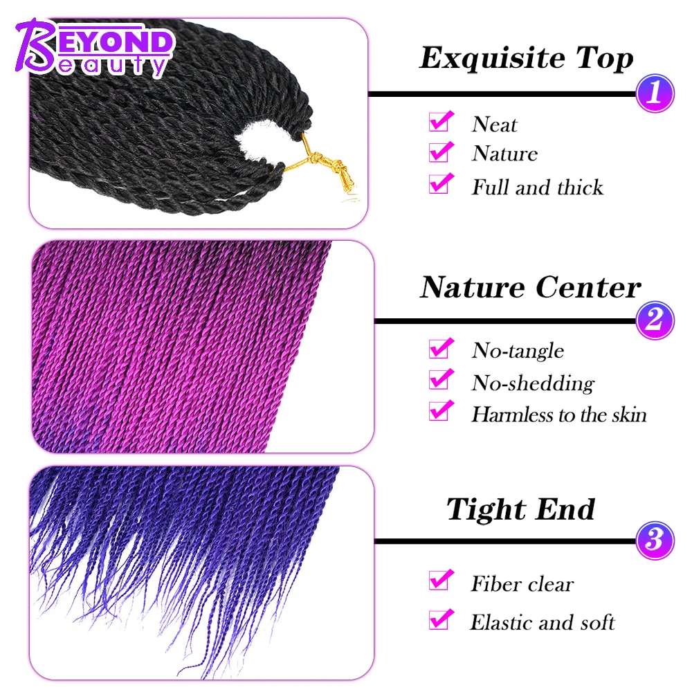 26 Color Ombre Senegalese Twist Crochet Hair Extension 24 Inch Braids Synthetic Braiding For African Woman Bulk |