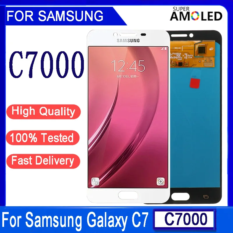 100% teste Super AMOLED для Samsung Galaxy C7 C7000 SM-C7000 ЖК-дисплей сенсорный экран дигитайзер в сборе
