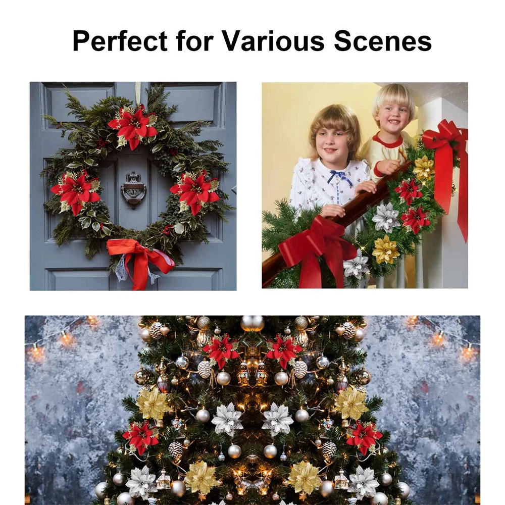 5/10 шт. новогодние искусственные пуансеттийские цветы | Дом и сад