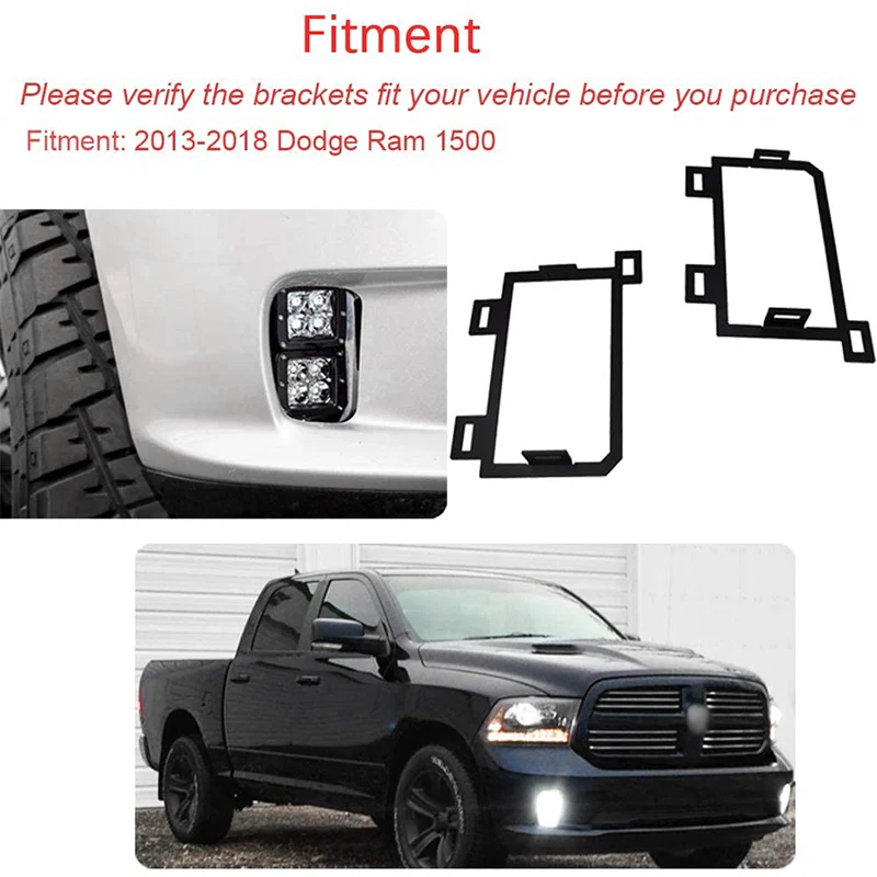 

Front Hidden Bumper Led Fog Light Mount Bracket Kit Replacement for Dodge RAM 1500 2013-2018
