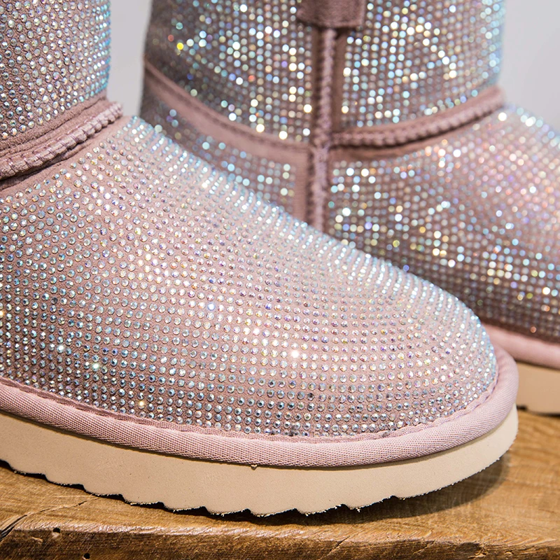 Зимняя обувь 2019 г. женские зимние ботинки короткие из овечьей шерсти с меховой