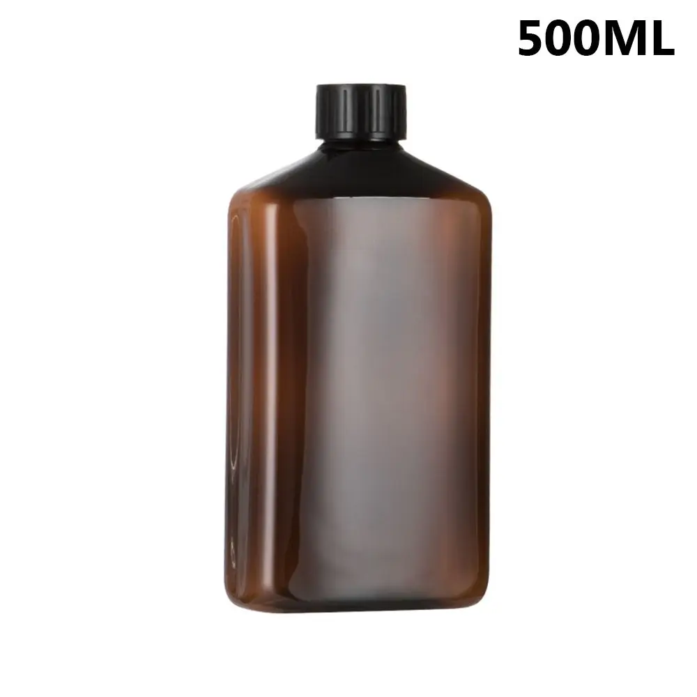 

500ml Household Flat Brown Liquid Soap Refillable Bottle Shower Gel Shampoo Lotion Bottle