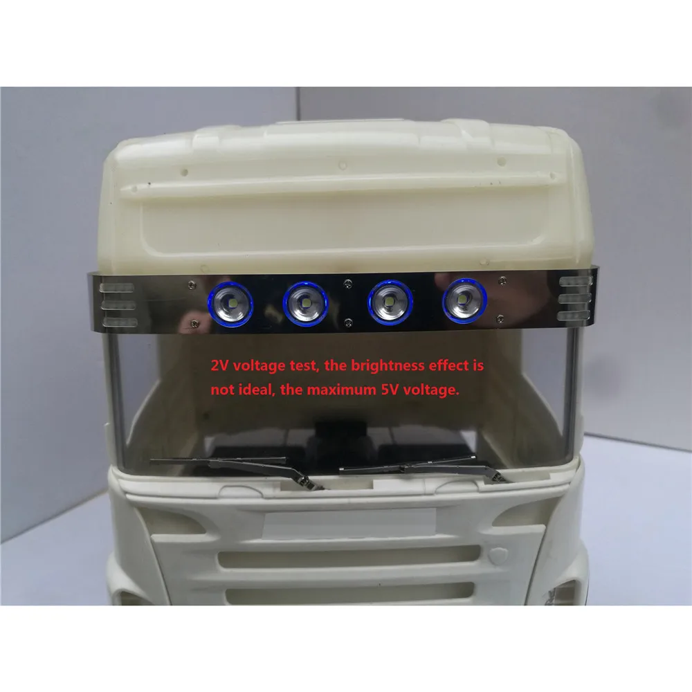 

​ Front Roof Led Light Sun Visor Metal for 1/14 RC Tamiya Tractor Trailer Hobby R470 R620 R730 56323 56325
