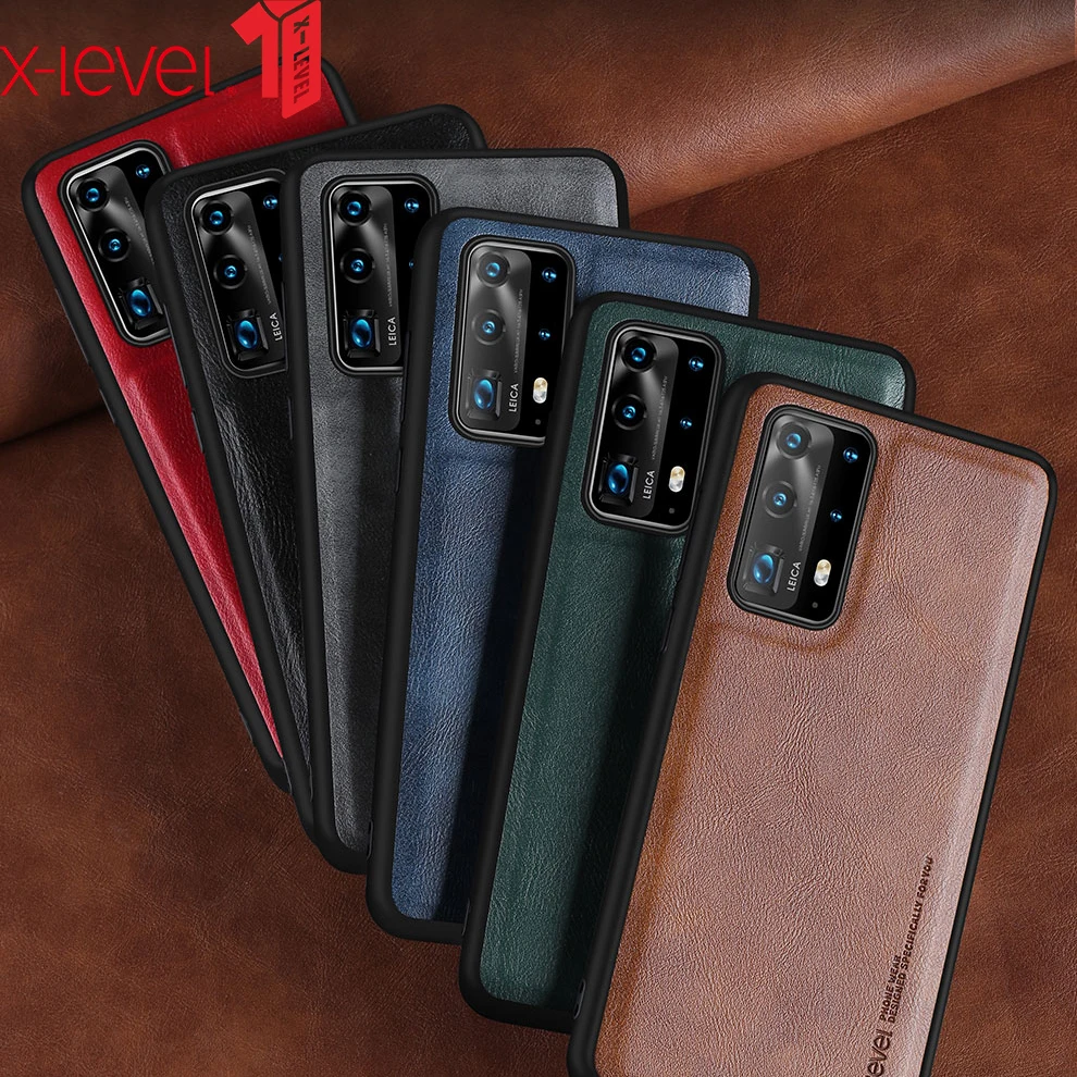 x level luxury leather case for huawei p40 pro p30 original soft silicone edge back phone cover for huawei p40 anti knock case free global shipping