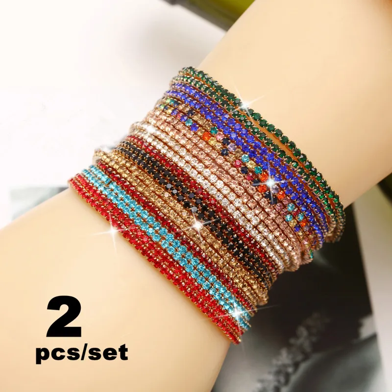 1 2 шт./комплект Женский Регулируемый браслет с фианитом|Цепочки и браслеты| |