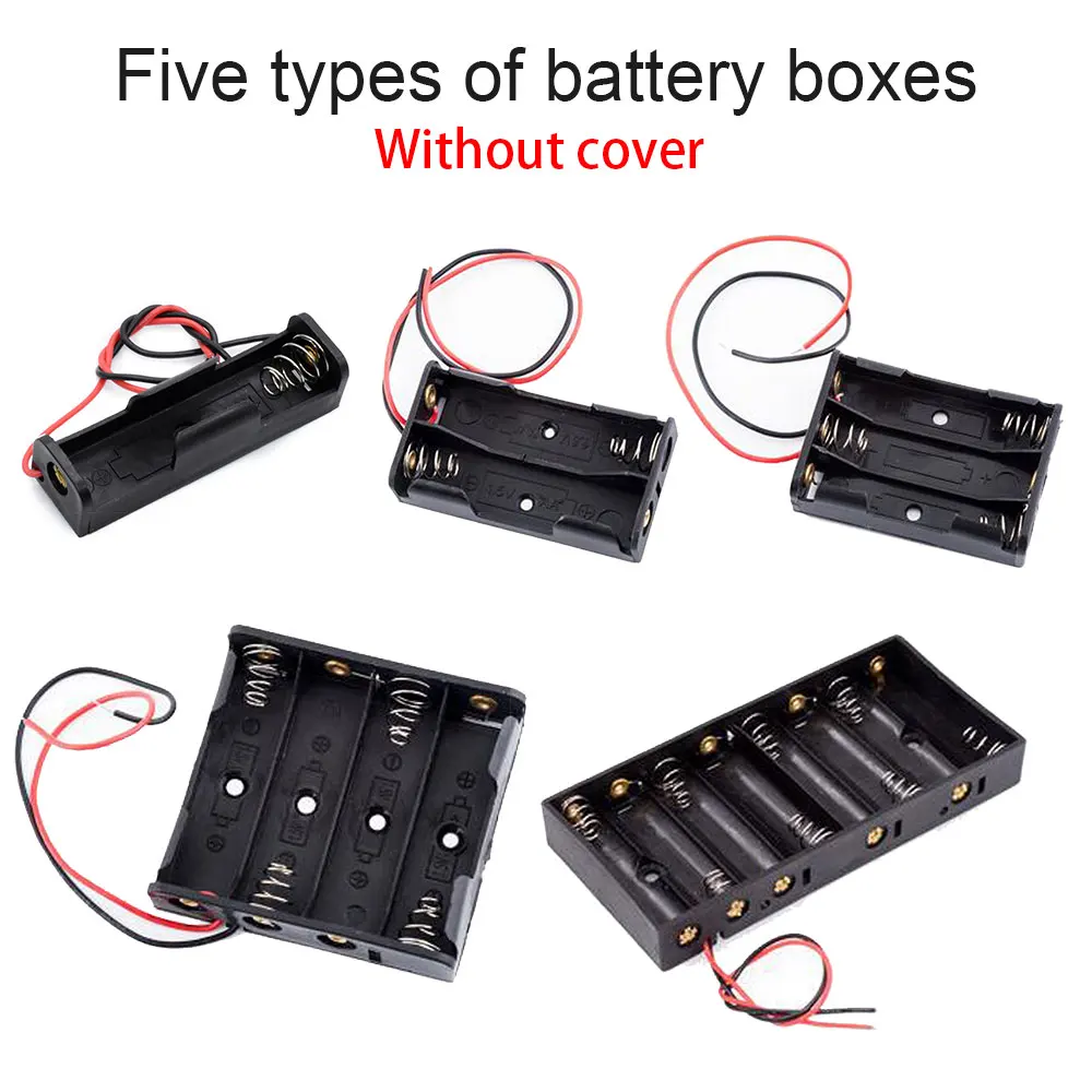 

1,2,3,4,8 slot AA battery box, battery storage slot with Wiring Accessories