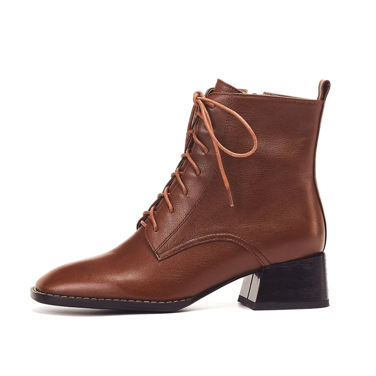 Женские ботильоны из коровьей кожи MLJUESE коричневые вечерние ботинки на шнуровке