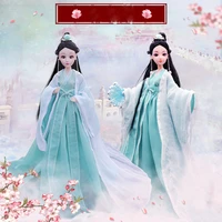 16 scale 30cm ancient costume long hair princess barbi fairy dress hanfu doll 12 or 20 joints body model toys gift for girl