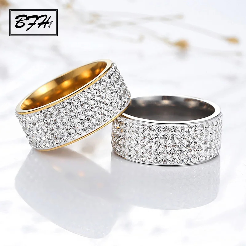 BFH 2019 модные циркониевые Свадебные кольца из нержавеющей стали для женщин